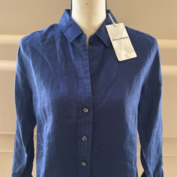 Tommy Bahama Coastalina 100% Linen Button Down Shirt. Island Navy. S. NWT. - Picture 2 of 10